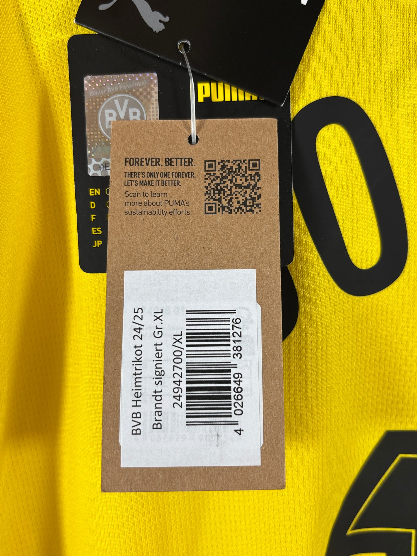 BVB Borussia Dortmund 2024/2025 Heimtrikot - XL - #10 Brandt (signiert & mit Original Rechnung + Etiketten)